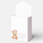 Pink Bow Gingham Teddy Bear Baby shower Bedankdoosjes (Geopend)