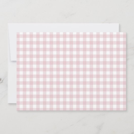 Pink Bow Gingham Teddy Bear Baby shower Foto Kaart (Achterkant)