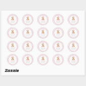 Pink Bow Gingham Teddy Bear Baby shower Ronde Sticker (Vel)