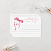 Pink Bow Gingham Woorden of Advice bijlage Kaart (Voorkant / Achterkant in situ)