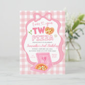 Pink Bow GinghamLove you TWO pizza birthday Kaart (Staand voorkant)