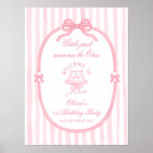 Pink Bow Girl 1st Birthday Welcome Poster (Voorkant)