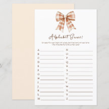 Pink Bow Girl Baby shower Alfabet