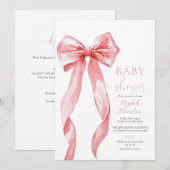 Pink Bow Girl Baby shower Alles in één Kaart (Voorkant / Achterkant)