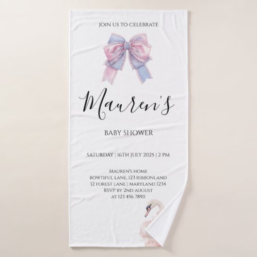 Pink Bow Girl Baby Shower  Badhanddoek (Badhanddoek)