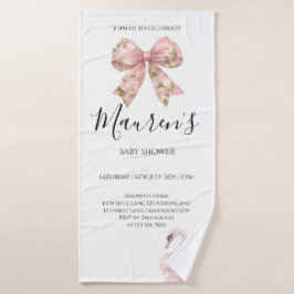 Pink Bow Girl Baby Shower Badhanddoek