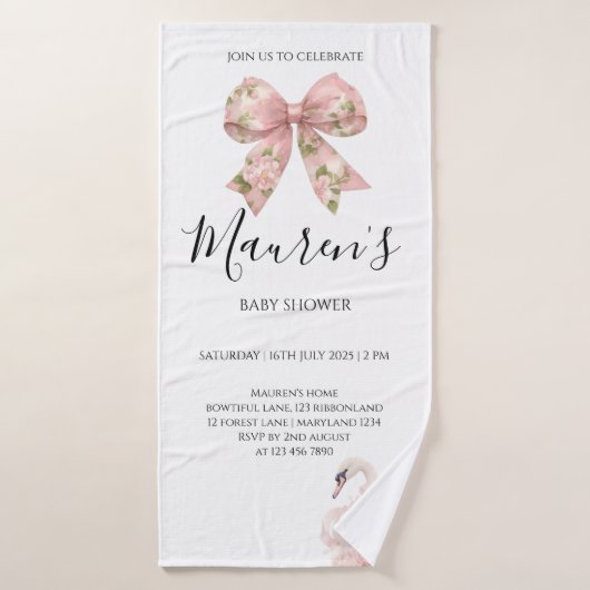 Pink Bow Girl Baby Shower  Badhanddoek (Badhanddoek)