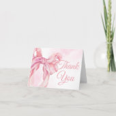 Pink Bow Girl Baby Shower Bedankkaart (Voorkant)
