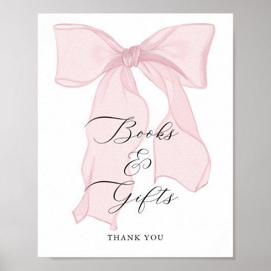 Pink Bow Girl Baby shower Boeken en geschenken Poster (Voorkant)