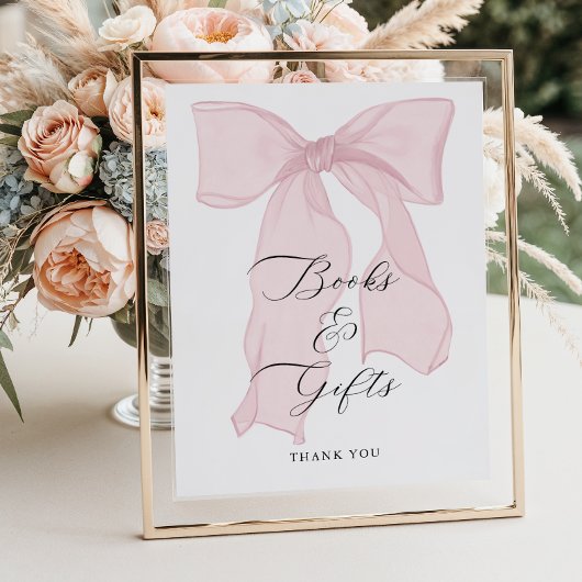 Pink Bow Girl Baby shower Boeken en geschenken Poster
