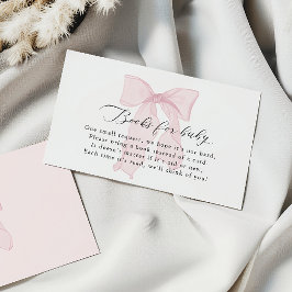 Pink Bow Girl Baby shower Boeken voor baby Informatiekaartje
