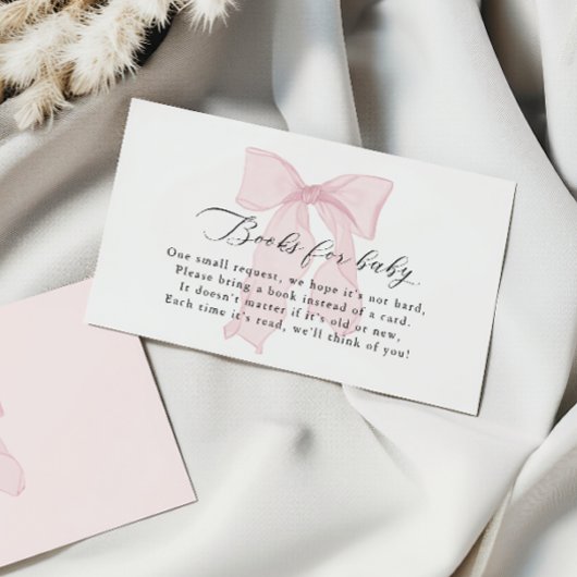 Pink Bow Girl Baby shower Boeken voor baby Informatiekaartje