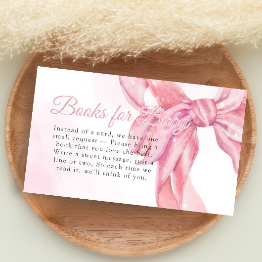 Pink Bow Girl Baby Shower Books for Baby Informatiekaartje