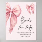 Pink Bow Girl Baby Shower Books for Baby Poster (Voorkant)