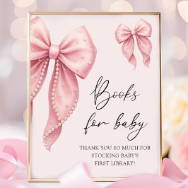  Pink Bow Girl Baby Shower Books for Baby Poster