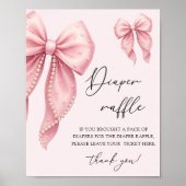 Pink Bow Girl Baby Shower Diaper Raffle Poster (Voorkant)