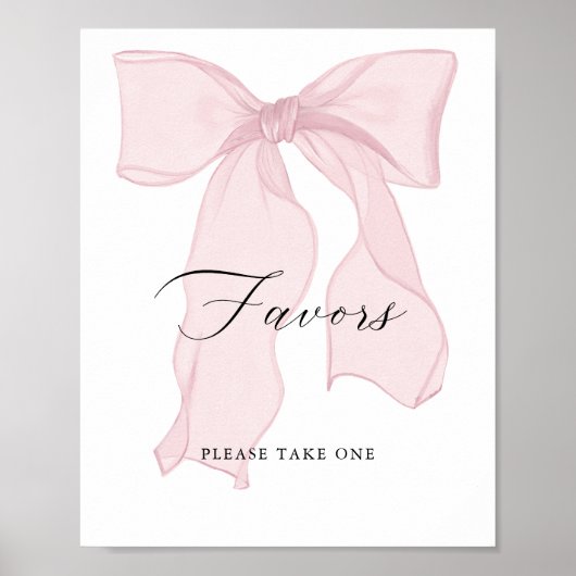 Pink Bow Girl Baby shower Favorieten Poster (Voorkant)