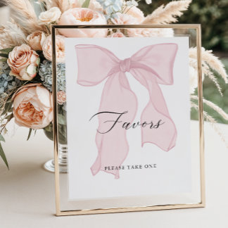 Pink Bow Girl Baby shower Favorieten Poster