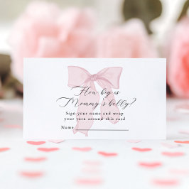 Pink Bow Girl Baby shower Hoe groot is de buik van Informatiekaartje