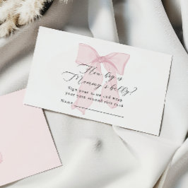 Pink Bow Girl Baby shower Hoe groot is de buik van Informatiekaartje