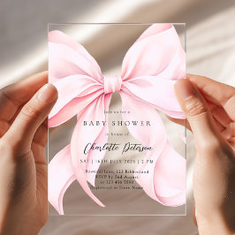 Pink Bow Girl Baby Shower Invitation Acryl Uitnodigingen