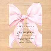 Pink Bow Girl Baby Shower Invitation Acryl Uitnodigingen (Voorkant)