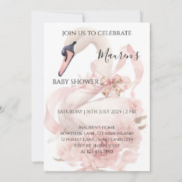 Pink Bow Girl Baby Shower Invitation Kaart