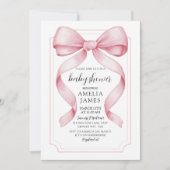 Pink Bow Girl Baby Shower  Kaart (Voorkant)