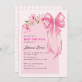 Pink Bow Girl Baby Shower Kaart (Voorkant / Achterkant)