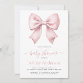 Pink Bow Girl Baby Shower Kaart (Voorkant)