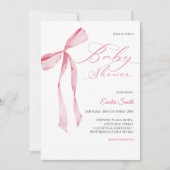 Pink bow Girl baby shower  Kaart (Voorkant)