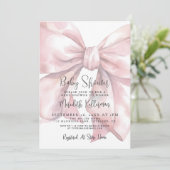 Pink Bow Girl Baby Shower Kaart (Staand voorkant)