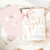Pink Bow Girl Baby Shower Kaart