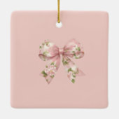 Pink Bow Girl Baby Shower  Keramisch Ornament (Achterkant)