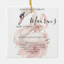 Pink Bow Girl Baby Shower Keramisch Ornament