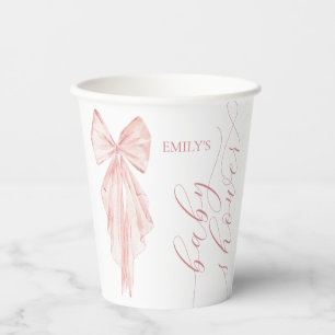 Pink Bow Girl Baby shower lint minimaal Papieren Bekers