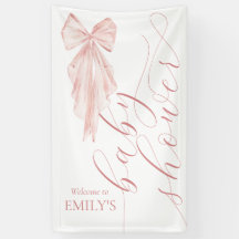 Pink Bow Girl Baby shower lint verticaal