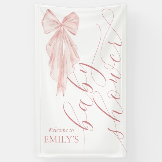 Pink Bow Girl Baby shower lint verticaal Spandoek (Verticaal)