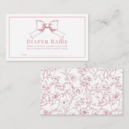 Pink Bow Girl Baby shower Luier Raffle Ticket Informatiekaartje