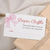 Pink Bow Girl Baby shower Luier Raffle Ticket Informatiekaartje