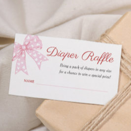 Pink Bow Girl Baby shower Luier Raffle Ticket Informatiekaartje