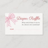 Pink Bow Girl Baby shower Luier Raffle Ticket Informatiekaartje (Voorkant)
