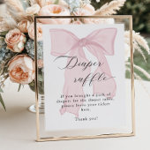 Pink Bow Girl Baby shower Luierverloting Poster