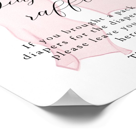 Pink Bow Girl Baby shower Luierverloting Poster (Hoek)