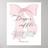 Pink Bow Girl Baby shower Luierverloting Poster (Voorkant)