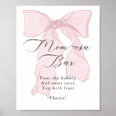 Pink Bow Girl Baby shower Momosa Bar Poster (Voorkant)