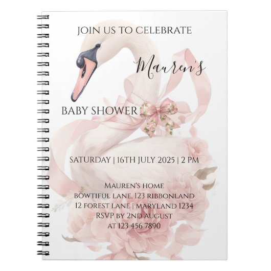 Pink Bow Girl Baby Shower Notitieboek (Voorkant)