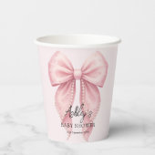 Pink Bow Girl Baby Shower Papieren Bekers (Achterkant)