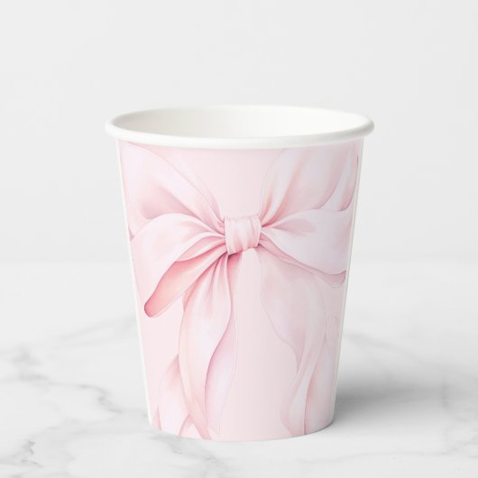Pink Bow Girl Baby Shower Papieren Bekers (Achterkant)