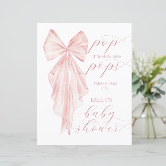 Pink Bow Girl Baby shower Pop het als ze Pop (Staand voorkant)